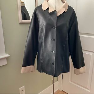 FAUX LEATHER AND FAUX SHERLING JACKET
